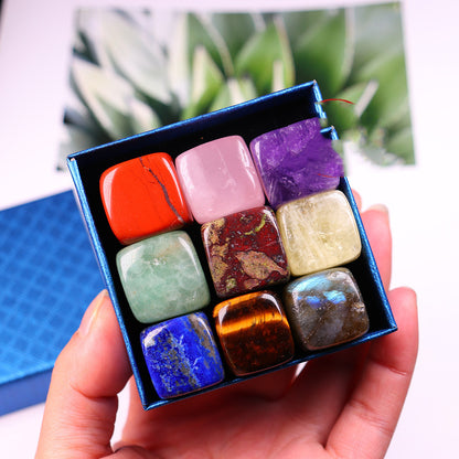 Natural Crystal Block Gravel Energy Gem Chakra Crystal 9 Gift Box-Teresa&#39;s Fashionista LLC