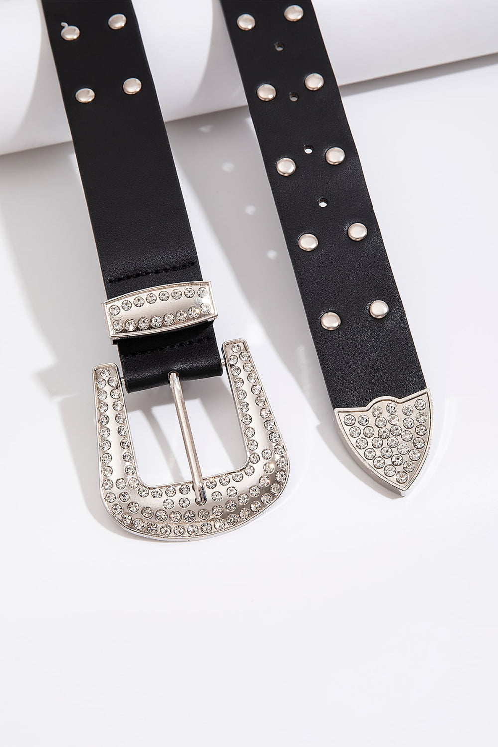 Double Row Studded PU Leather Belt-Teresa&#39;s Fashionista LLC