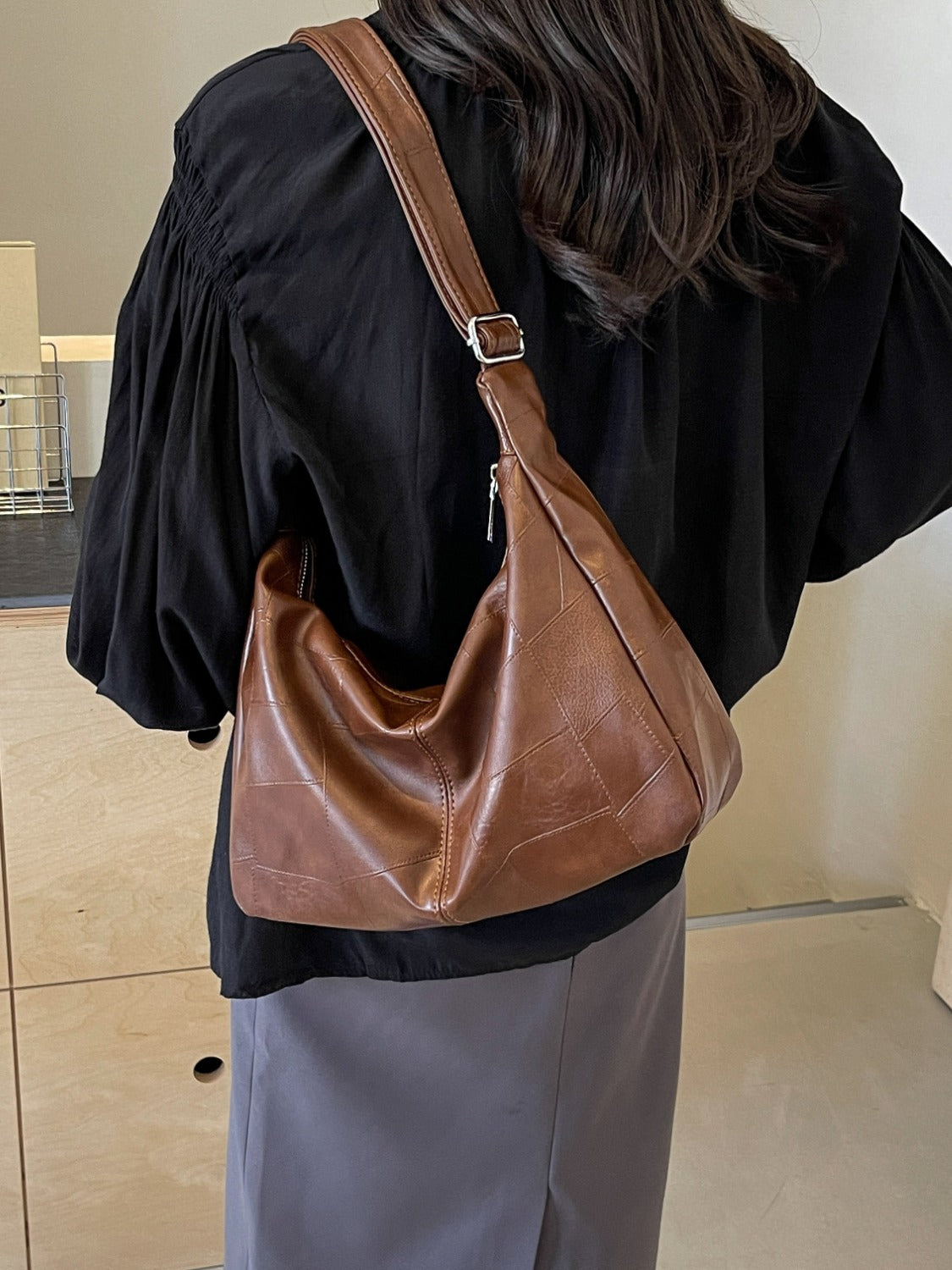 PU Leather Adjustable Strap Shoulder Bag-Teresa&#39;s Fashionista LLC