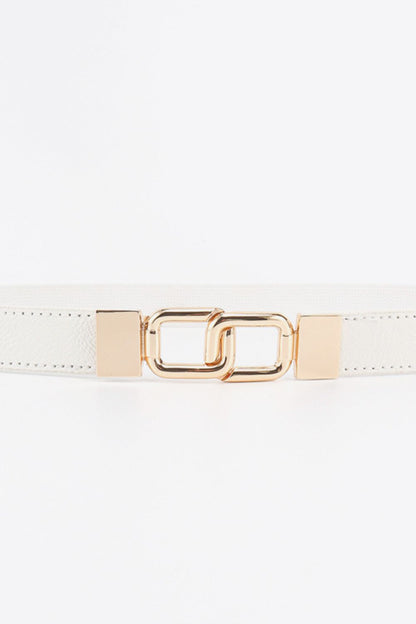 Geometric Double Buckle Elastic Belt-Teresa&#39;s Fashionista LLC