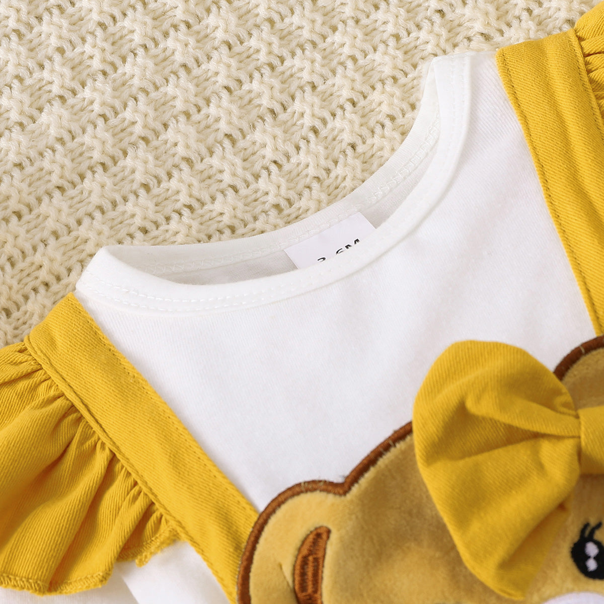 Bow Tie Skirt Bear Detail Round Neck Dress-Teresa&#39;s Fashionista LLC