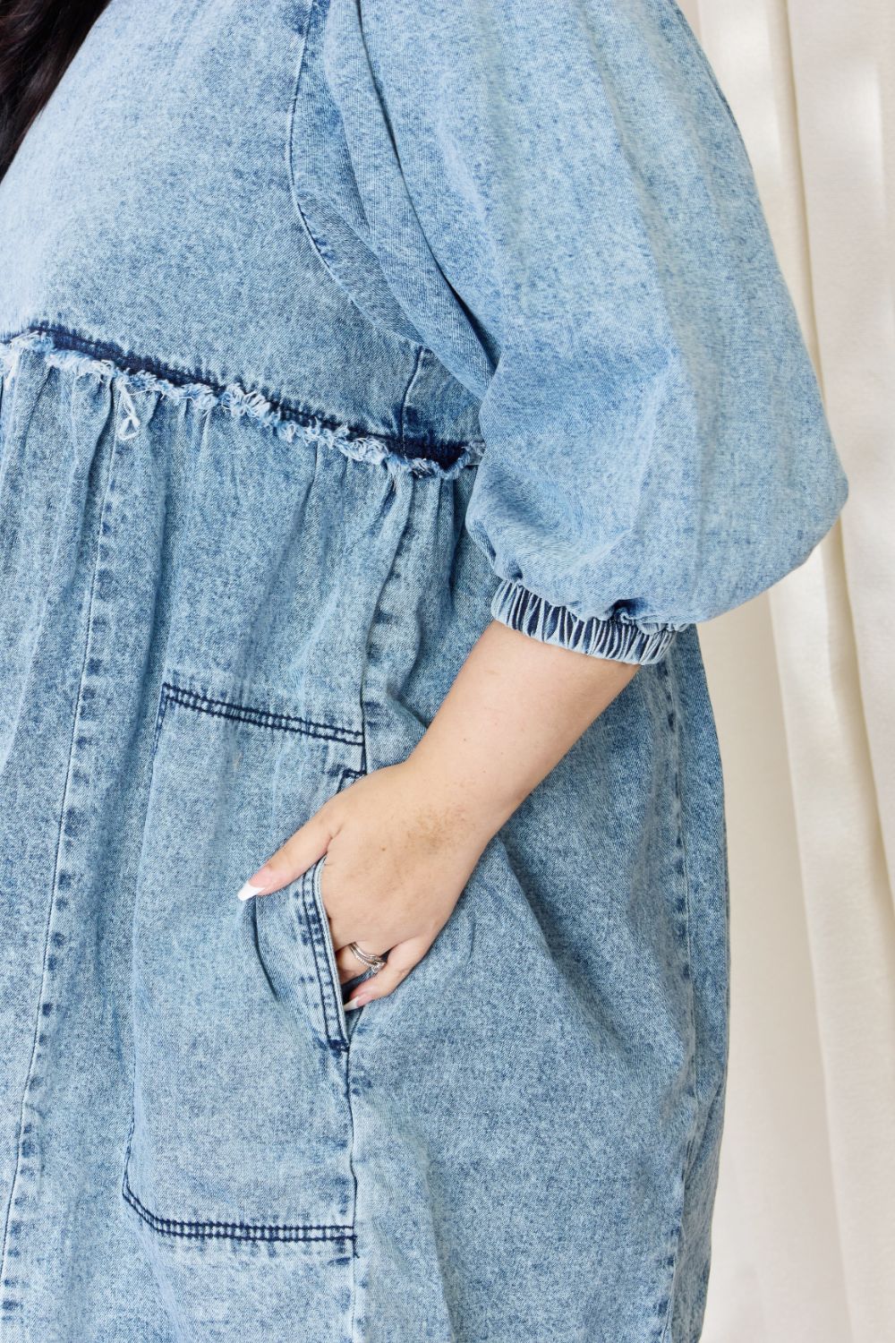 HEYSON Full Size Oversized Denim Babydoll Dress-Teresa&#39;s Fashionista LLC