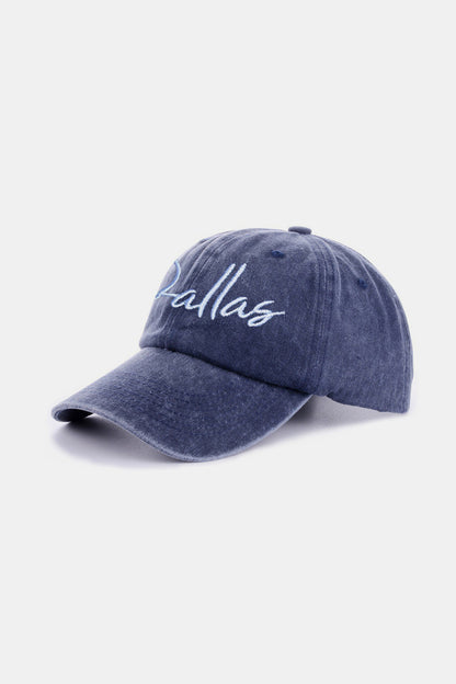 Zenana Washed DALLAS Embroidered Baseball Cap-Teresa&#39;s Fashionista LLC