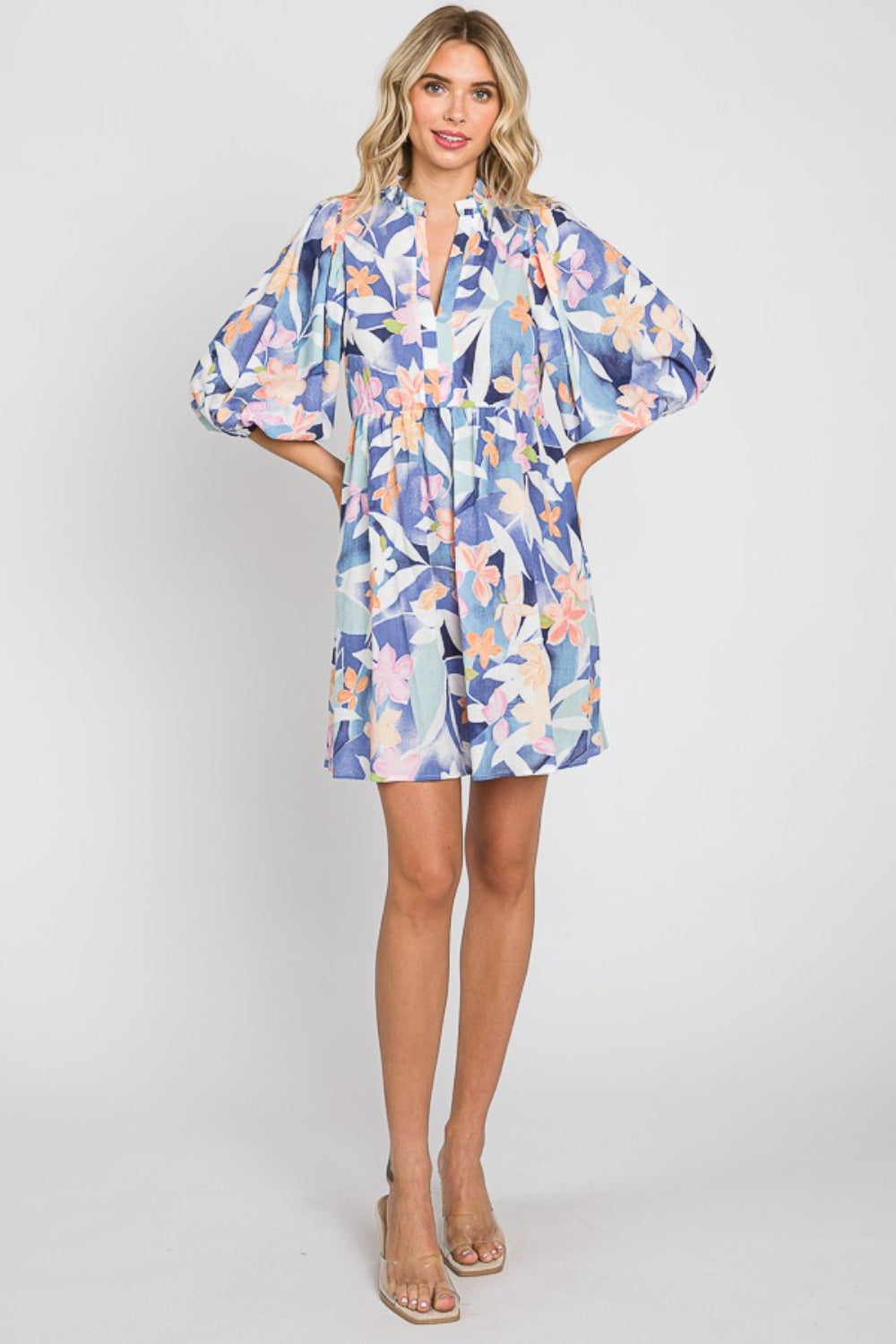 GeeGee Floral Print Mini Dress-Teresa&#39;s Fashionista LLC