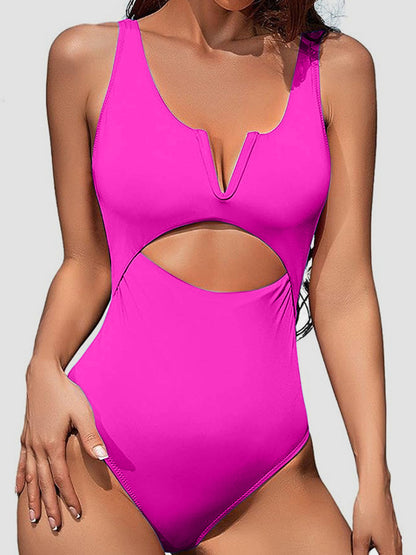 Cutout Notched Wide Strap One-Piece Swimwear-Teresa&#39;s Fashionista LLC