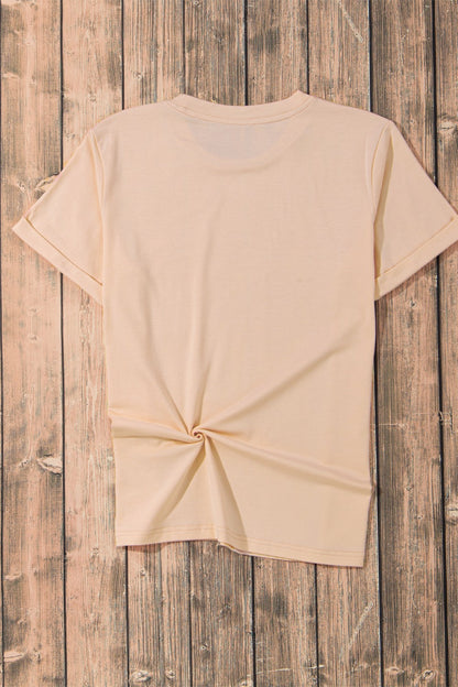 Pumpkin Round Neck Short Sleeve T-Shirt