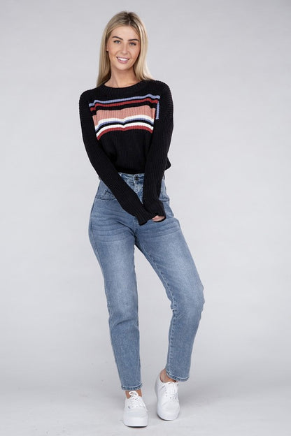 Striped Pullover Sweater-Teresa&#39;s Fashionista LLC