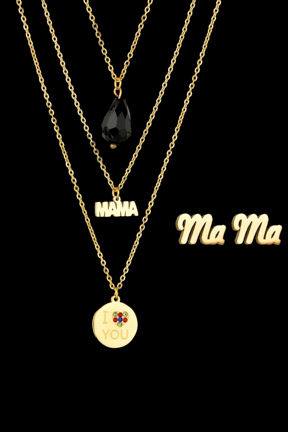 Triple-layer MAMA I LOVE YOU 18K gold-plated Pendant Combo Deal-Teresa&#39;s Fashionista LLC