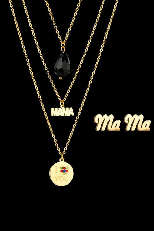 Triple-layer MAMA I LOVE YOU 18K gold-plated Pendant Combo Deal-Teresa&#39;s Fashionista LLC