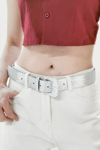 Glitter PU Leather Belt-Teresa&#39;s Fashionista LLC