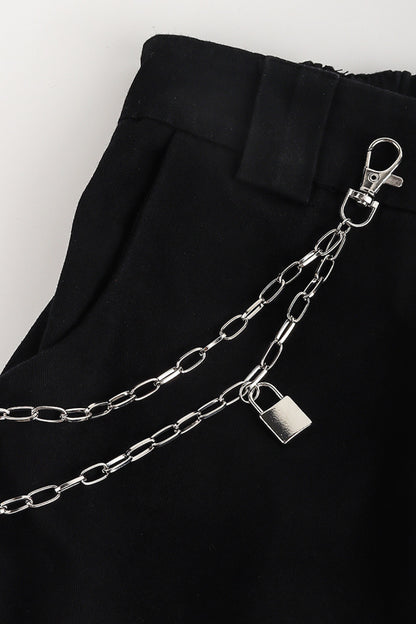 Double Layered Iron Chain Belt with Lock Charm-Teresa&#39;s Fashionista LLC