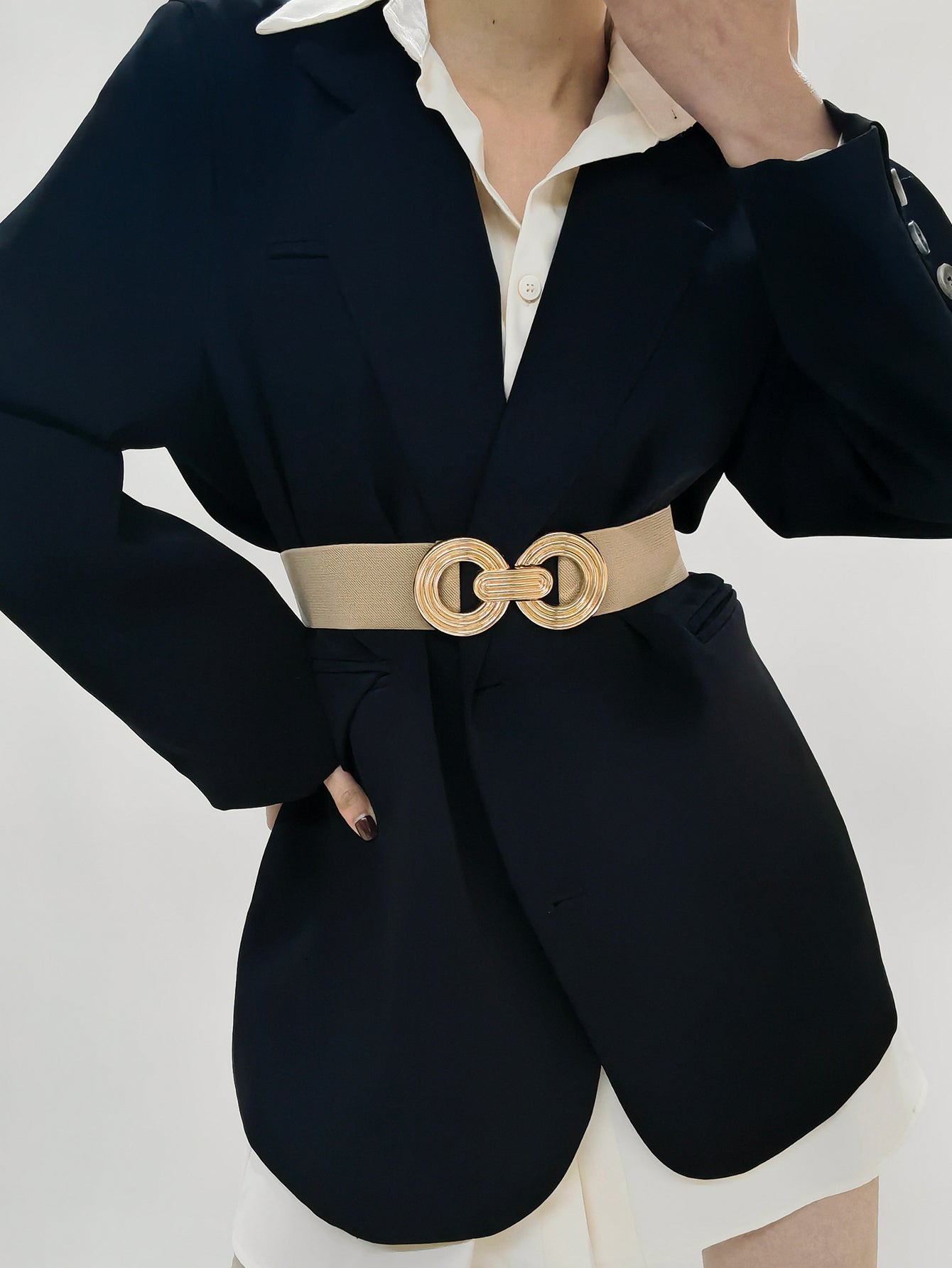 Geometric Buckle Elastic Wide Belt-Teresa&#39;s Fashionista LLC