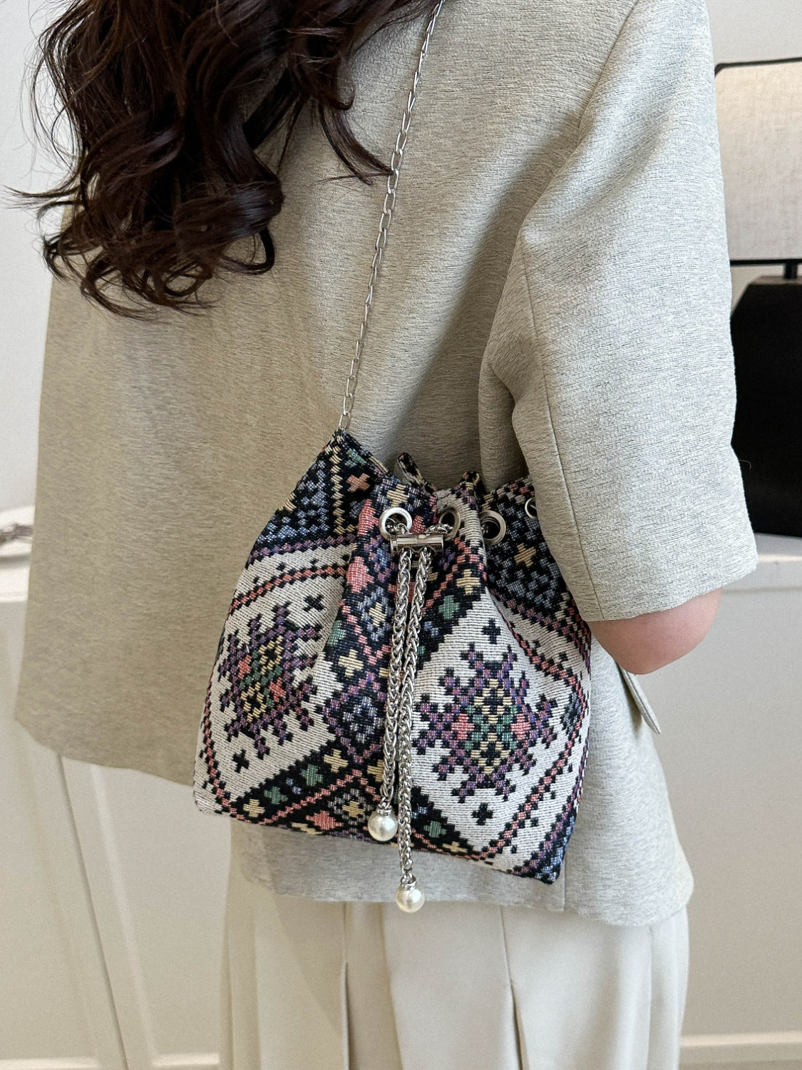 Printed Chain Bucket Bag-Teresa&#39;s Fashionista LLC