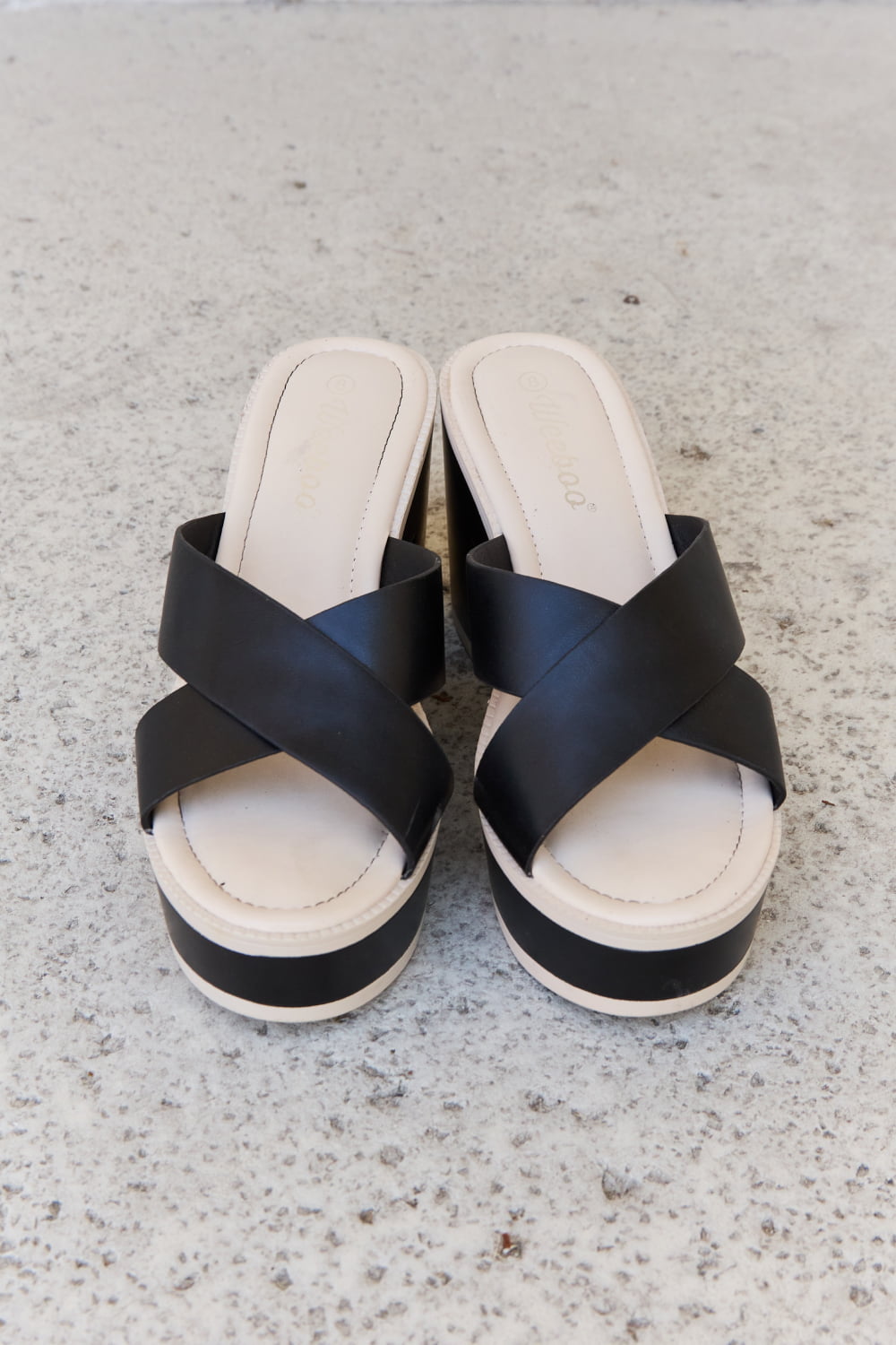 Weeboo Cherish The Moments Contrast Platform Sandals in Black-Teresa&#39;s Fashionista LLC