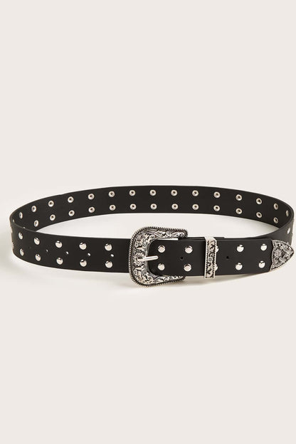 Double Row Studded PU Leather Belt-Teresa&#39;s Fashionista LLC