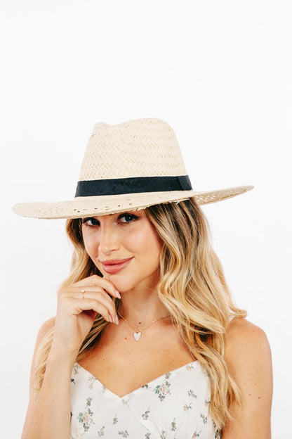 Fame Basket Weave Straw Sun Hat-Teresa&#39;s Fashionista LLC