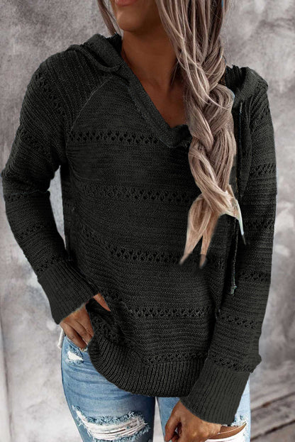 Full Size Color Block Knitted Hoodie-Teresa&#39;s Fashionista LLC