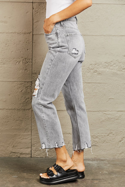 BAYEAS High Waisted Cropped Mom Jeans-Teresa&#39;s Fashionista LLC