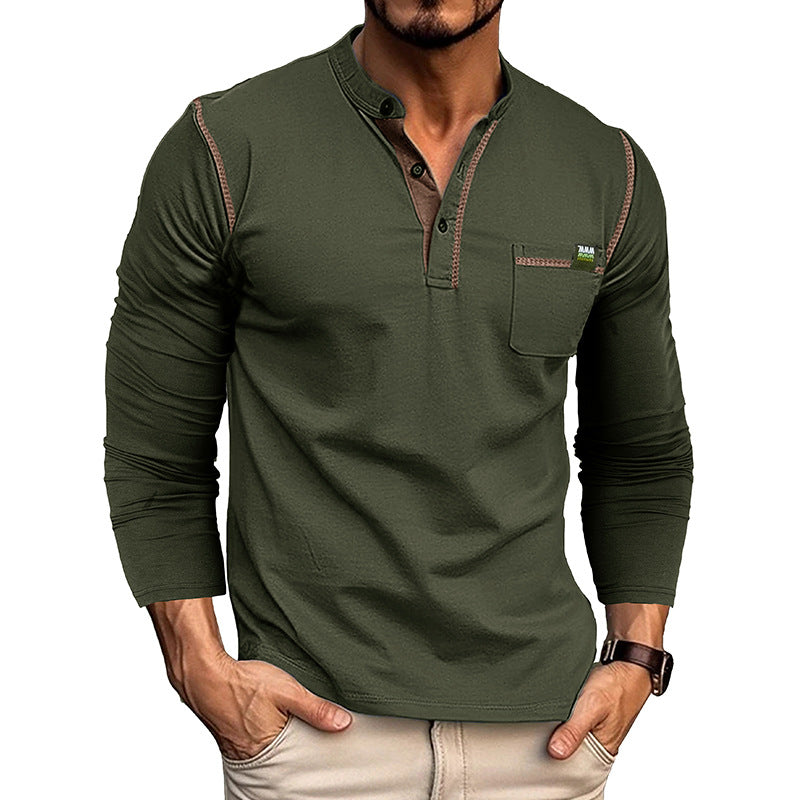 Men's Long Sleeve Color Matching Shirt-Teresa&#39;s Fashionista LLC