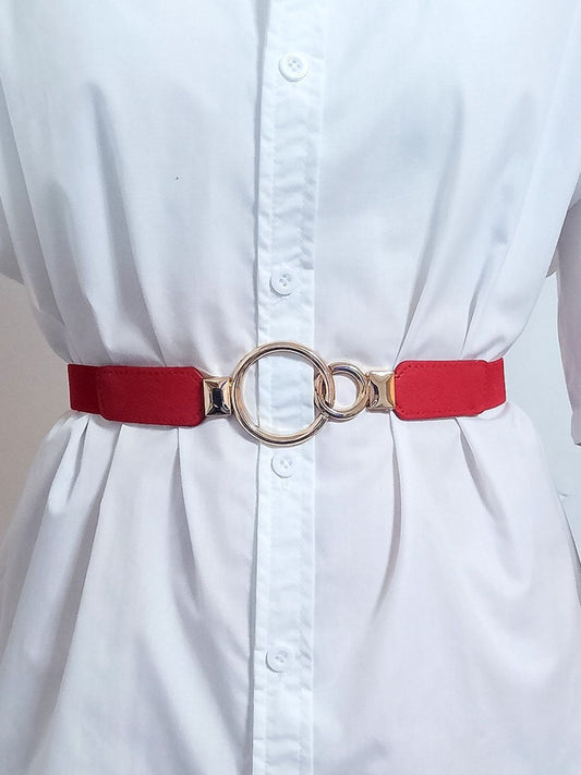 Double Ring Buckle Elastic PU Belt-Teresa&#39;s Fashionista LLC