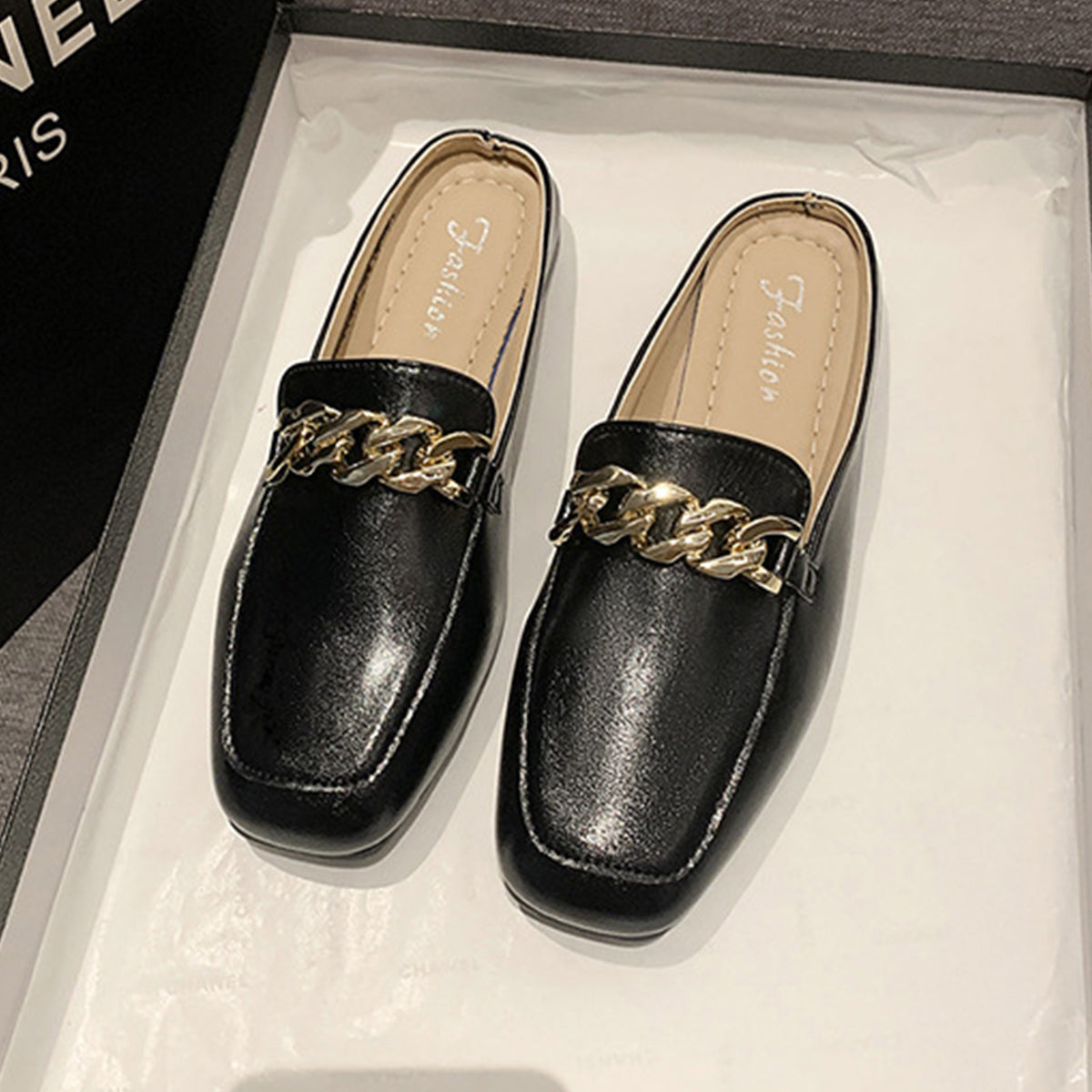 PU Leather Square Toe Flat Loafers-Teresa&#39;s Fashionista LLC