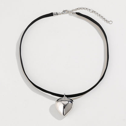 Heart Pendant Velvet Rope Choker Necklace-Teresa&#39;s Fashionista LLC