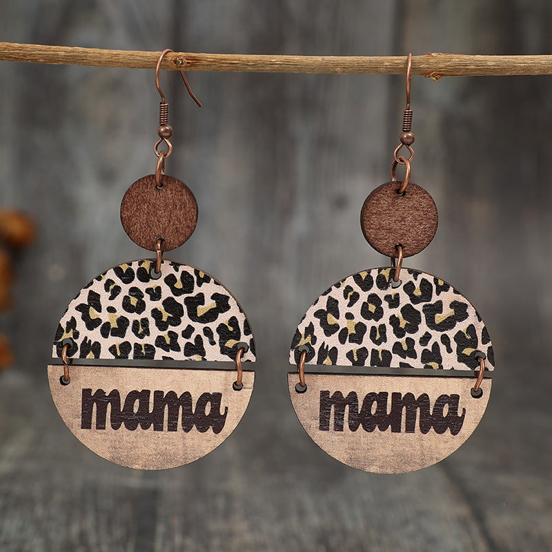 Wooden Leopard Round Shape Earrings-Teresa&#39;s Fashionista LLC