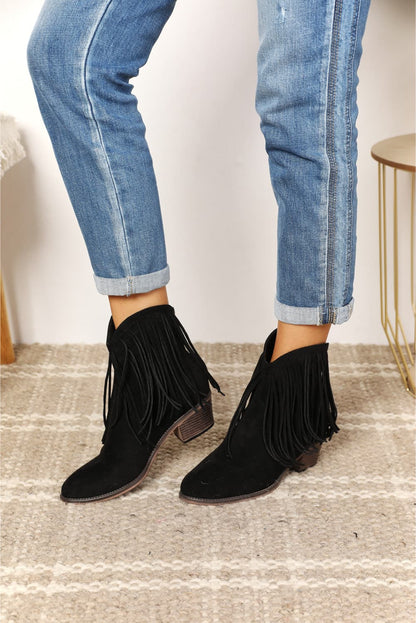 Legend Women's Fringe Cowboy Western Ankle Boots-Teresa&#39;s Fashionista LLC