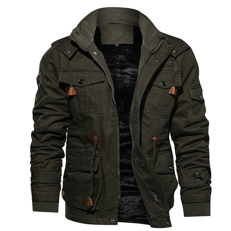 Men Winter Fleece Jacket Warm Hooded Coat Thermal Thick Outerwear Male Military Jacket-Teresa&#39;s Fashionista LLC