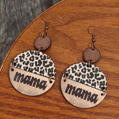 Wooden Leopard Round Shape Earrings-Teresa&#39;s Fashionista LLC