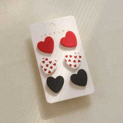 3 Piece Acrylic Heart Stud Earrings-Teresa&#39;s Fashionista LLC