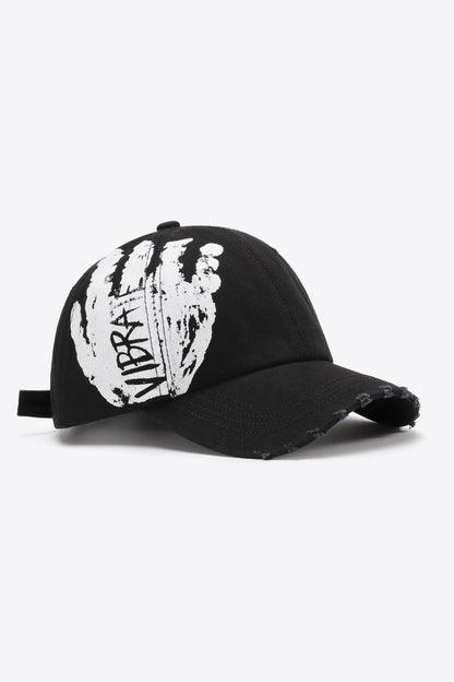 VIBRA Graphic Distressed Adjustable Baseball Cap-Teresa&#39;s Fashionista LLC