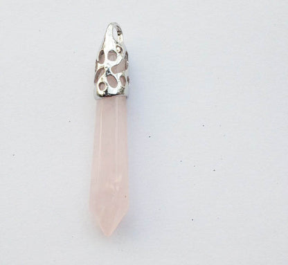 Natural Crystal Hexagonal Prism Bullet Pendant-Teresa&#39;s Fashionista LLC