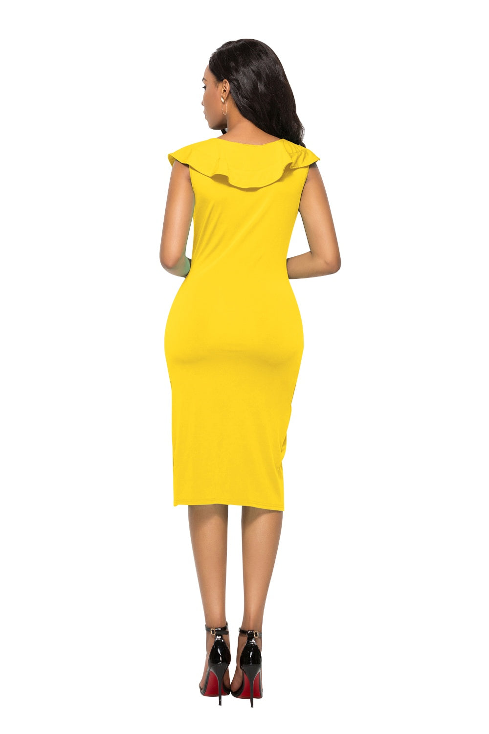 Ruched Ruffled Cap Sleeve Dress-Teresa&#39;s Fashionista LLC