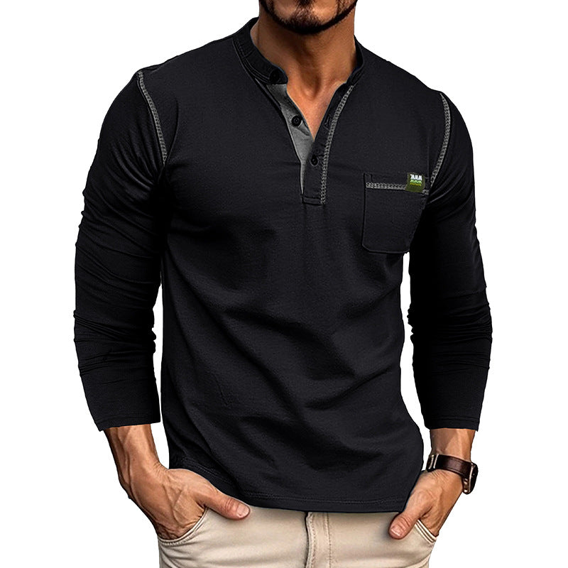 Men's Long Sleeve Color Matching Shirt-Teresa&#39;s Fashionista LLC