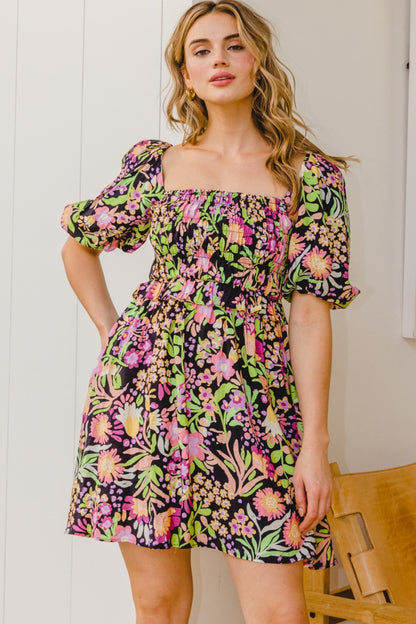 ODDI Full Size Floral Tie-Back Mini Dress-Teresa&#39;s Fashionista LLC