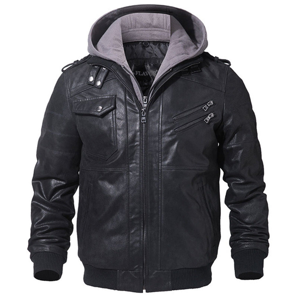 Winter Fashion Motorcycle Leather Jacket Men Slim Fit Oblique Zipper PU Jackets Autumn Mens Leather Biker Coats Warm Streetwear-Teresa&#39;s Fashionista LLC