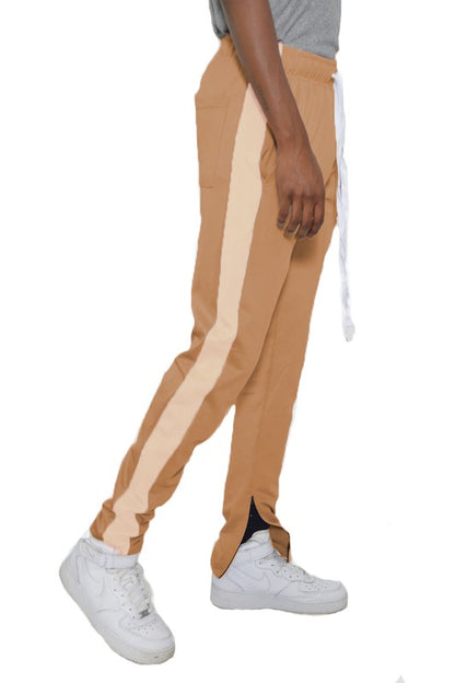 SINGLE STRIPE ANKLE ZIPPER TRACK PANTS-Teresa&#39;s Fashionista LLC