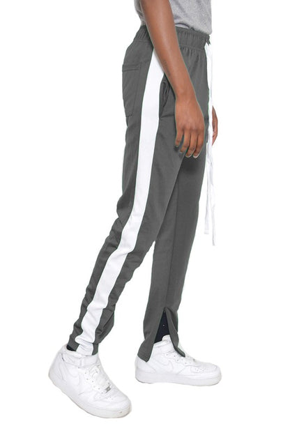 SINGLE STRIPE ANKLE ZIPPER TRACK PANTS-Teresa&#39;s Fashionista LLC