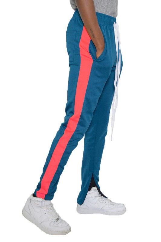 SINGLE STRIPE ANKLE ZIPPER TRACK PANTS-Teresa&#39;s Fashionista LLC