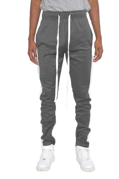 SINGLE STRIPE ANKLE ZIPPER TRACK PANTS-Teresa&#39;s Fashionista LLC