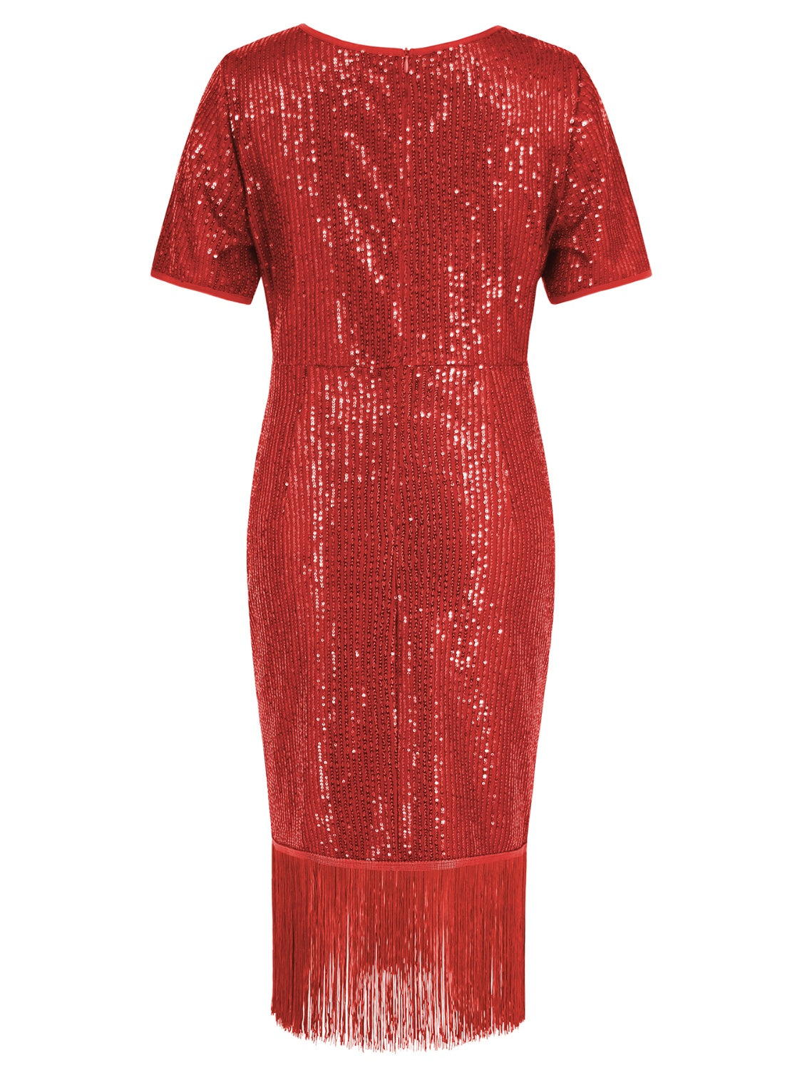 Tassel Sequin Short Sleeve Dress-Teresa&#39;s Fashionista LLC