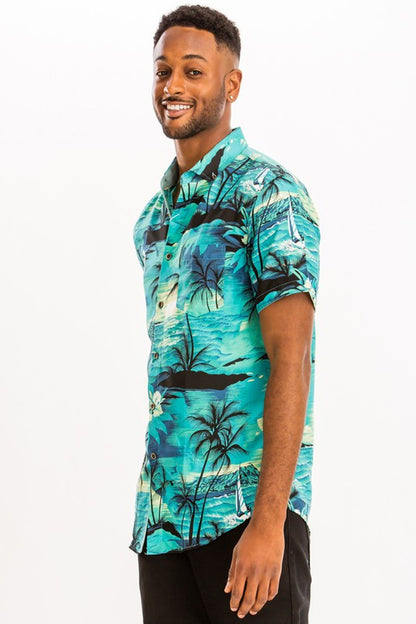 Print hawaiian shirt-Teresa&#39;s Fashionista LLC