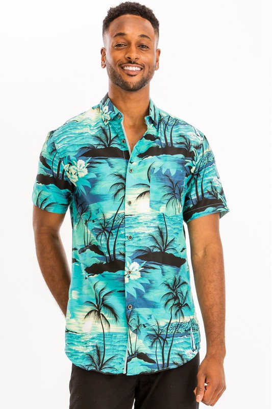 Print hawaiian shirt-Teresa&#39;s Fashionista LLC