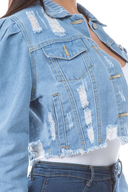 DENIM JACKET-Teresa&#39;s Fashionista LLC