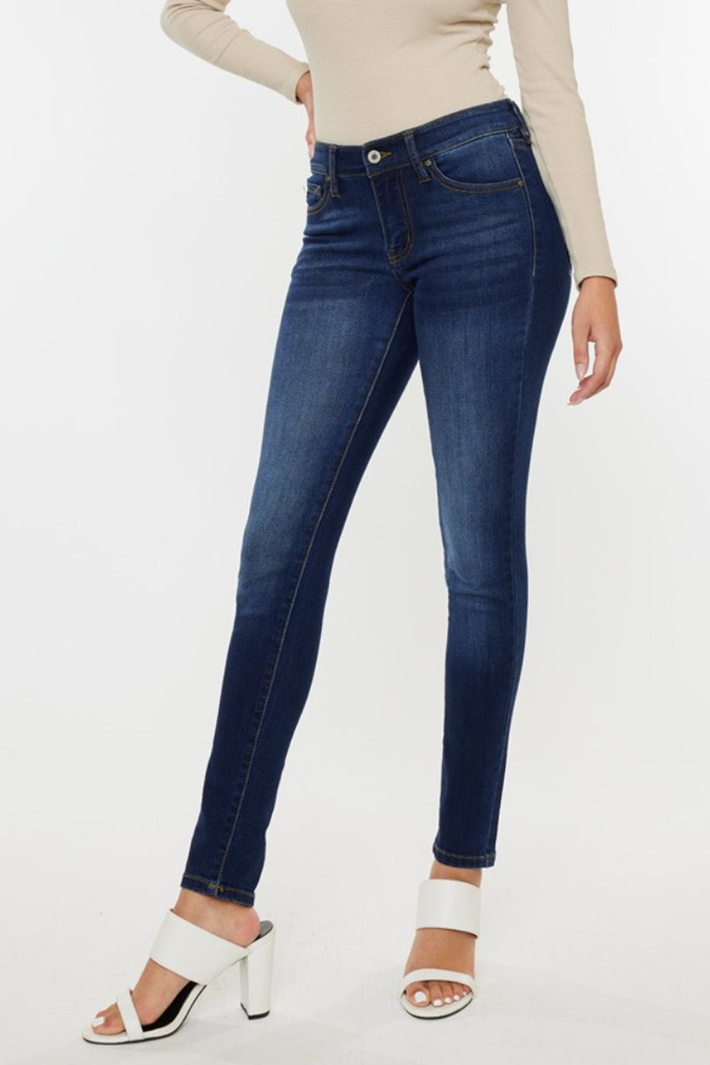 Kancan Mid Rise Gradient Skinny Jeans-Teresa&#39;s Fashionista LLC