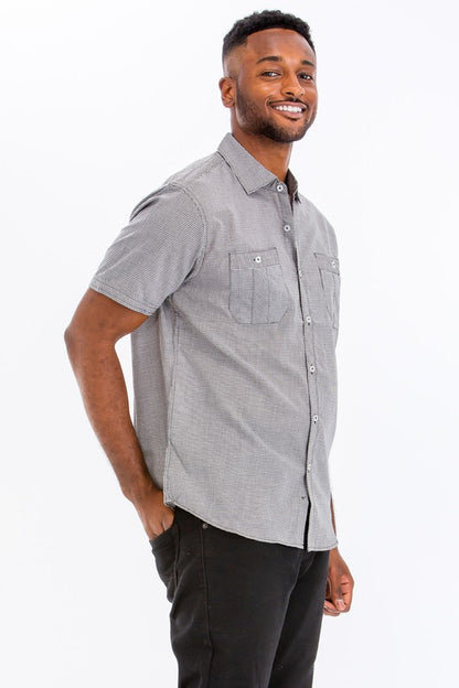 Mens Short Sleeve Button Down Shirt-Teresa&#39;s Fashionista LLC