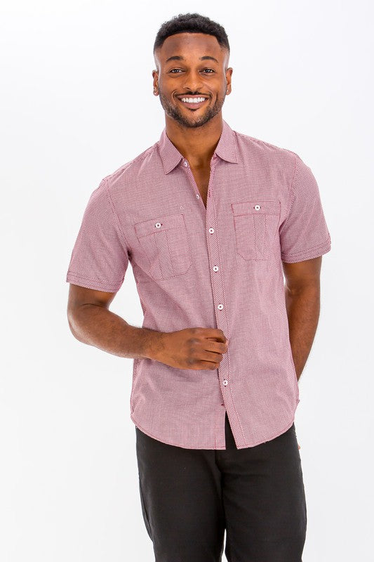 Mens Short Sleeve Button Down Shirt-Teresa&#39;s Fashionista LLC