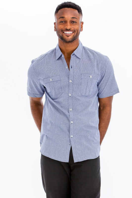 Mens Short Sleeve Button Down Shirt-Teresa&#39;s Fashionista LLC