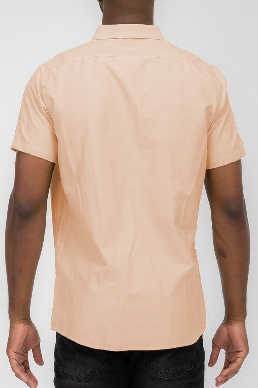 MENS PASTEL COLOR SHORT SLEEVE BUTTON DOWN-Teresa&#39;s Fashionista LLC